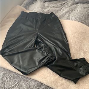 Faux Leather Joggers